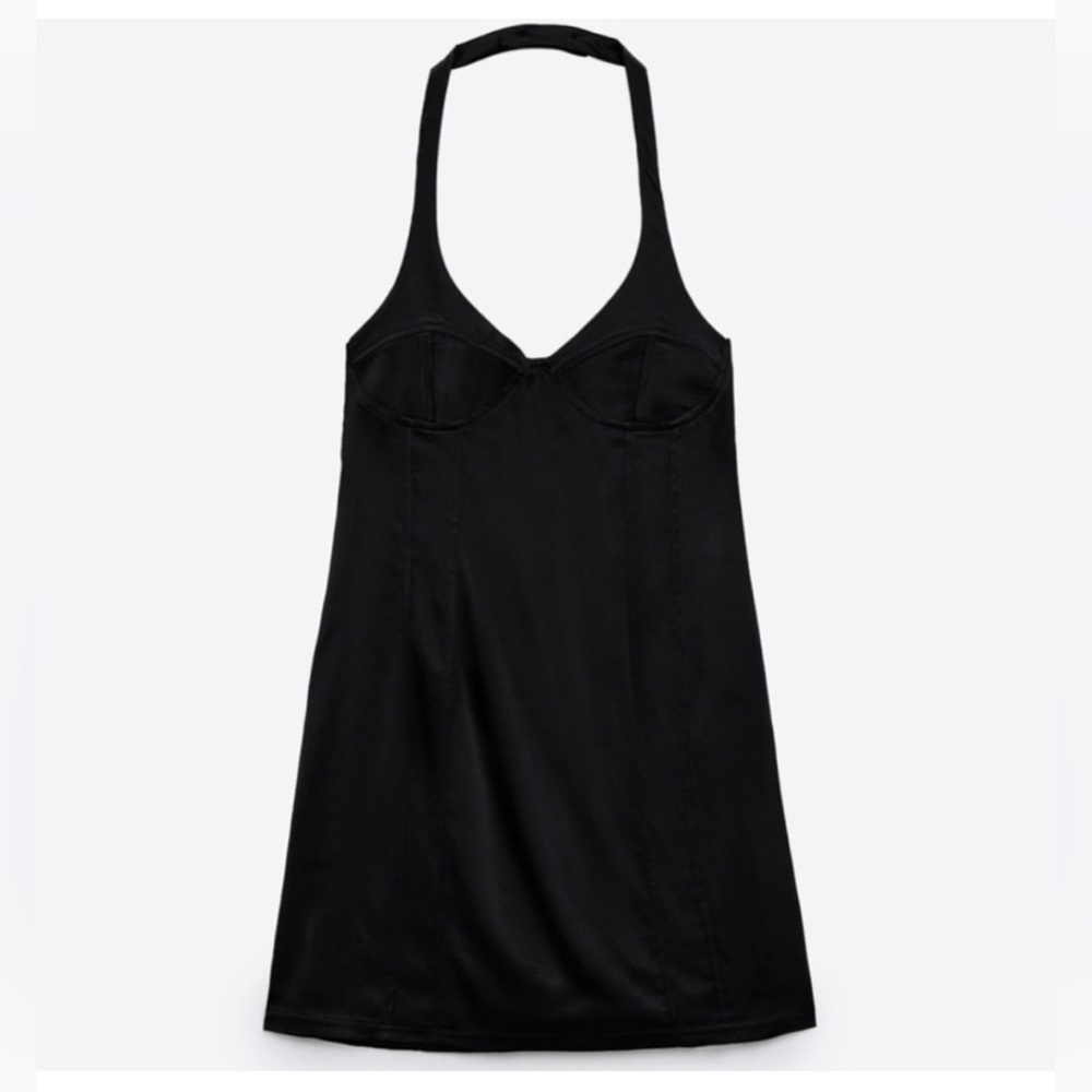 NWT Zara Satin Effect Bustier Mini Dress